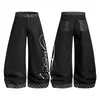 Calça jeans de barra curva com estampa de letras para homens e mulheres, vibe da alta rua americana da Costa Oeste, calça reta solta relaxed de perna larga