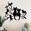 Br3389 Retrato Familiar de Gatos Casual Silueta Pegatinas de Pared Autoadhesivas Dormitorio Sala de Estar Pared de Fondo Embellecimiento Pegatinas Decorativas