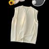 Playera sin mangas con cuello en V texturizada para hombre, Ropa americana juvenil de moda de verano, Chaleco deportivo holgado y guapo