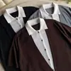 2026 Novo Estilo de Verão Visual Duas Peças Camisa de Tricô com Lapela Manga Curta Masculina Color-Blocking Estilo Old Money de Luxo Camiseta de Manga Curta para o Dia a Dia