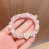 Nuevo estilo, simple y elegante, banda de goma para el cabello con forma de corazón para niñas, cuerda elástica para la cabeza, chaqueta de cuero, tocado