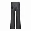 Jeans Acampanados Versátiles de Mezclilla Cruda de 13 Onzas con Parche Bordado de Crin de Caballo, Ajuste Holgado Negro, Modernos para el Trayecto