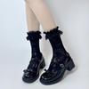 Calcetines Lolita de Encaje Cortos a Media Pantorrilla para Mujer Color Puro Verano Delgados Lolita Lindo Chica Suave Versátil