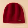 Venta al por mayor transfronteriza 100% Cachemira Pura Lujo para Mujer Color Sólido Estilo Minimalista Gorro de Punto Gorro de Cachemira