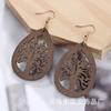 Aretes de madera más vendidos de comercio electrónico transfronterizo, moda europea y americana, aretes de madera geométricos huecos exagerados hechos a mano