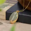 Plata de ley S925 original de alta calidad oro Jade Mantang jade Hetian estilo antiguo carpa conjunto de colgante de collar para mujer cadena