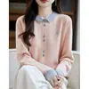 Cárdigan de Punto Bloque de Color Bordado de Lazo 2026 para Mujer Estilo Nuevo Que Reduce la Edad Elegante Abrigo Superior de Alta Gama