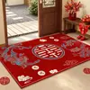 Felpudo rojo festivo para recién casados, adecuado para mudarse a una casa nueva, duradero, resistente a las manchas y fácil de limpiar, con una superficie antideslizante y resistente al desgaste