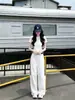 Conjunto Esportivo Casual Branco para Mulheres 2026 Nova Moda de Verão Emagrecedor Camiseta de Manga Curta Calça Wide Leg Conjunto de Duas Peças