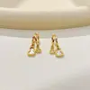 Pendientes de Tachuela Retro de Lujo Ligero Francés Doble Calabaza Tendencia China Temperamento Nicho Estilo Antiguo Pendientes de Tachuela de Estilo de Viaje de Alta Gama