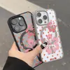 Flor de Hibisco Rosa de Lunares Adecuada para Iphone18Promax Funda Magnética para Teléfono con Agujero Grande Mate 16/15 Anti-Caída