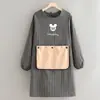2025 Nuevo Delantal de Manga Larga para Cocina Casera, Bata de Cocina para Mujer, Ropa de Trabajo de Algodón Transpirable Anti-Manchas con Estampado para Adultos
