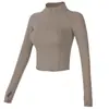 Transfronteiriço 2025 Novo Roupa de Yoga Corrida Esportes Treinamento Justo Pilates Manga Longa Meio Zíper Top Esportivo