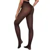 Fornecimento exclusivo transfronteiriço de calças-collant plus size de tecido falso transparente, quentes, com reforço na virilha, forradas com fleece, grossas e meias-calças semitransparentes