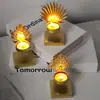 Portavelas Minimalista de Metal Estilo Nórdico con Base Cuadrada y Diseño en Forma de Hoja, Portavelas de Hierro Forjado para Crear Ambiente en Sala de Estar y Dormitorio