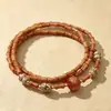 Pulsera de Nudo de Bambú con Hueso de Oliva, Pulsera de Hueso de Oliva Combinada con Ágata Roja, Pulsera del Ascenso a la Riqueza, Pulsera Artística para Pareja