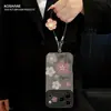 Lanyard de flores pintura al óleo adecuado para funda de teléfono Apple 18pm iphone17 ventana grande 16 silicona 14 retro 15 femenino