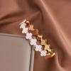 Pulsera de Acero de Titanio con Galvanizado al Vacío que No se Desvanece para Mujer, Pulsera de Trébol de Cuatro Hojas y Corazón de Lujo Ligero a la Moda Llena de Diamantes, Joyería de Alta Gama