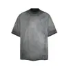 Camiseta de Manga Corta con Degradado Pintado a Spray Desgastado para Hombre, Top Holgado Casual de Verano con Diseño de Retazos Desconstruidos y Cuello Redondo