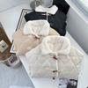 110kg Mulheres Plus Size Moda Inverno Redutor de Idade Forrado com Fleece Espessado Gola Lapela Botão de Chifre Outwear de Algodão 2080