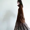Diseño Original, Retro Exótico, Tranquilo, Falda Estampada de Doble Capa, Estilo de Doble Capa para Primavera y Otoño