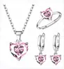 Traje de circonita amoroso aretes creativos en forma de corazón anillo colgante collar juego de tres piezas fresco y simple personalidad temperamento textura