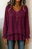 Ropa Femenina Transfronteriza Nueva Otoño/Invierno 2026: Blusa de Manga Larga con Cuello en V Fruncido y Dobladillo Irregular para Mujer