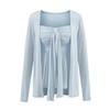 Top Corto de Tirantes con Diseño de Lujuria Pura Cardigan Holgado de Manga Larga Protección Solar Conjunto de Dos Piezas para Mujer Verano Nuevo Estilo