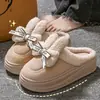 Pantuflas de algodón con lazo para mujer, nuevo modelo otoño e invierno 2026, para usar en exteriores, suela gruesa, antideslizantes, forradas de felpa, cálidas pantuflas de lana para mujer