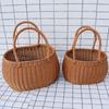 Cesta de picnic cuadrada de plástico tejido con imitación de ratán, asa, cesta de imitación de ratán, cesta de compras, cesta para verduras, cesta para recoger fruta, cesta para frutas y verduras