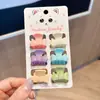 Presilha de cabelo coreana transfronteiriça, tamanho pequeno simples, cor pó dourado, seis presilhas de macaron, mini acessórios de cabelo