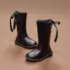 Botas de Algodão Quentes de Cano Alto para Meninas, Novo Estilo Outono/Inverno 2026, Botas de Cavaleira Princesa com Forro de Lã, Botas Longas da Moda para Meninas, Estilo Coreano