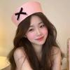 Lindo gorro de marinero rosa con lazo, gorro volcado, boina JK de verano para chica dulce coreana, gorro de enfermera Lolita