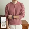 Suéter de punto de manga larga estilo Old Money, prenda interior para hombre, cuello en V, color liso, ropa interior de invierno, camiseta cálida, cuello redondo, jersey, engrosado
