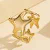 Colección Serie Oceánica Estilo Fresco de Vacaciones Anillo Abierto de Concha y Estrella de Mar para Mujer Anillo de Acero Inoxidable Artículo Popular Transfronterizo