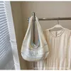 Bolso de Mano Tejido Simple Estilo Coreano Literario para Mujer 2025 Verano Nuevo Retro Hueco con Letra Bolso de Hombro para Axila
