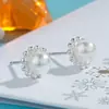 Brincos de Pérola Personalizados da Moda para Mulheres, Brincos Simples de Flor com Pérolas, Brincos de Zircônia, Joias de Pérola Inovadoras Europeias e Americanas