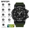 Novo Relógio Eletrônico Transfronteiriço Sanda à Prova d'Água para Uso Externo Esportivo com Duplo Display Calendário Luminoso Relógio Masculino