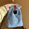 Bolso de mano tipo cesta de mezclilla lavada estilo coreano para mujer, bolso versátil de diseño nicho estilo ins