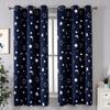 Amazon Caliente Plata Estrella Grande Luna Negro Seda Oscurecimiento Aislamiento Cortina Tela Moderna Simple Comercio Exterior Transfronterizo Cortina Terminada