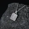 Colar de Placa Militar Quadrada Hip-Hop Europeu e Americano Transfronteiriço com Zircônia Incrustada de Cobre e Pingente Totalmente Diamantado, Joias Hip-Hop Tendência para Homens Venda por Atacado