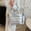 Hilo de Bordar Algodón Espacial Gran Capacidad Invierno 2023 Informal Perezoso Algodón Ligero Bolso Bandolera Bandolera Tote para Mujer