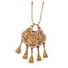 Antigo Fugui Francês Auspicioso Borla Lótus Ponta Diamante Cadeado Pingente Imitação Vietnã Areia Ouro Cadeado Longa Vida Elegante Colar Vintage