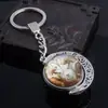 Chaveiro Pingente Grande Céu Noturno Giratório Doze Constelações Pedra do Tempo Vidro Chaveiro de Constelação Sonhadora de Cristal