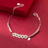 Pulseira de Prata S925 Nalan, Design Moderno e Simples, Exquisite e Atrai-Riqueza Pulseira de Moeda de Cobre Cristal de Gelo S8516