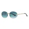 Nuevas Gafas de Sol Ovaladas, Gafas de Sol sin Montura de Borde Cortado de Alta Gama Transfronterizas para Mujer, Gafas de Sol con Montura de Metal, Gafas de Moda