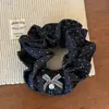 Goma para el pelo de lunares plisada de doble capa, coleta retro coreana, banda para el pelo de flor para coleta de moño para mujer