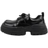Sapatos de couro pequenos de dedo grande estilo britânico retrô primavera e outono para mulheres 2023 Novos sapatos pretos com cadarço e sola grossa
