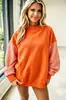 Otoño/Invierno 2026 Transfronterizo Amazon Holgado Cuello Redondo Manga Larga Vintage Retazos Sudadera con Estampado de Letras Abrigo de Otoño para Mujer