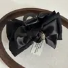 Faixa de Cabelo com Laço Duplo de Cetim de Alta Qualidade Coreano Presilha de Tubarão Grampo de Cabelo Clipe para Trás da Cabeça Acessório de Cabelo